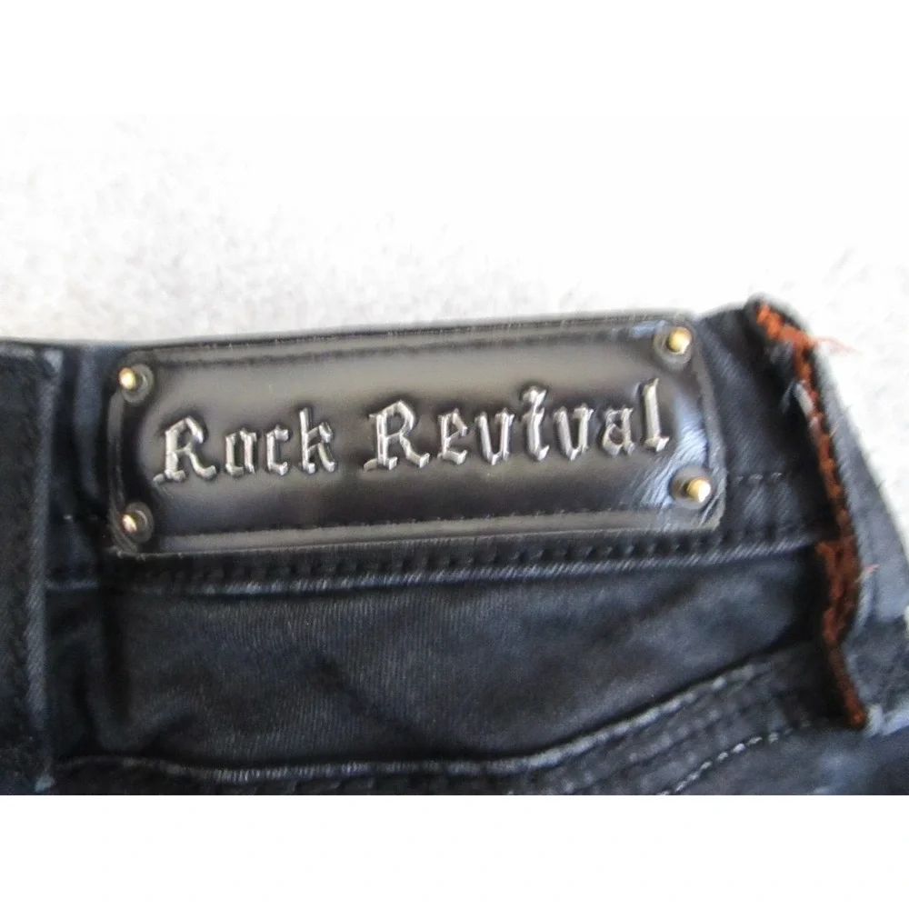 Rock Revival Jeans Womens 25 Black Betty Easy Skinny Embroidered Y2K - Picture 4 of 12